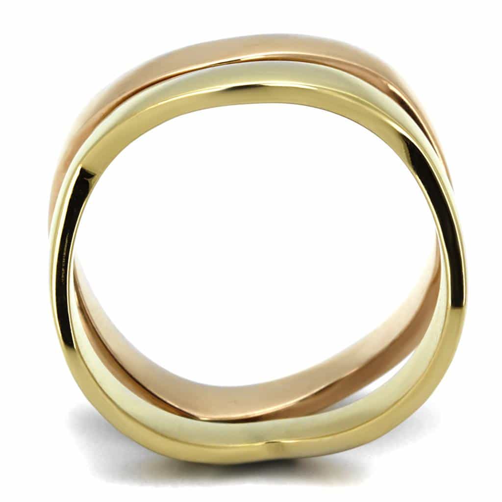 Stainless Steel Gold Rose Gold Interlocking Wave Set Ring view 7