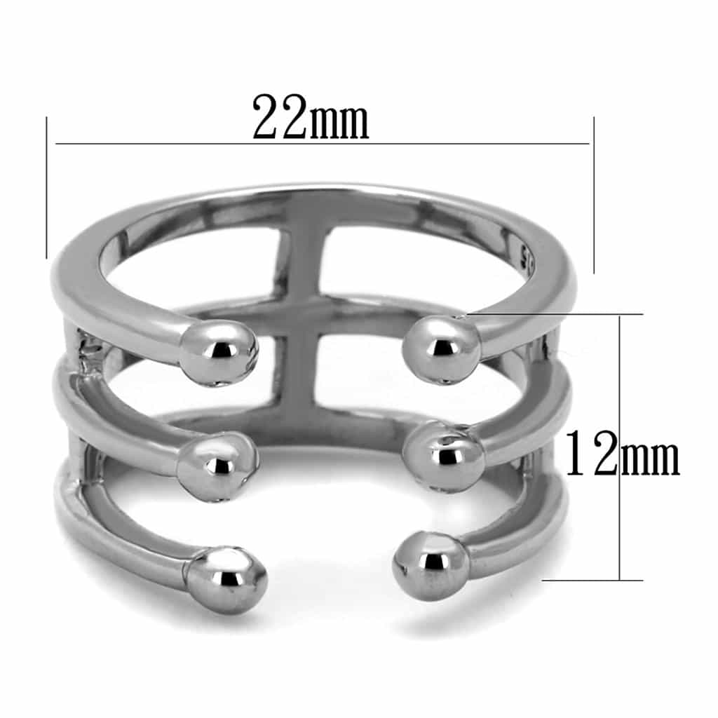 Stainless Steel Multi Band Open Cuff Ball Tip Ring view 6