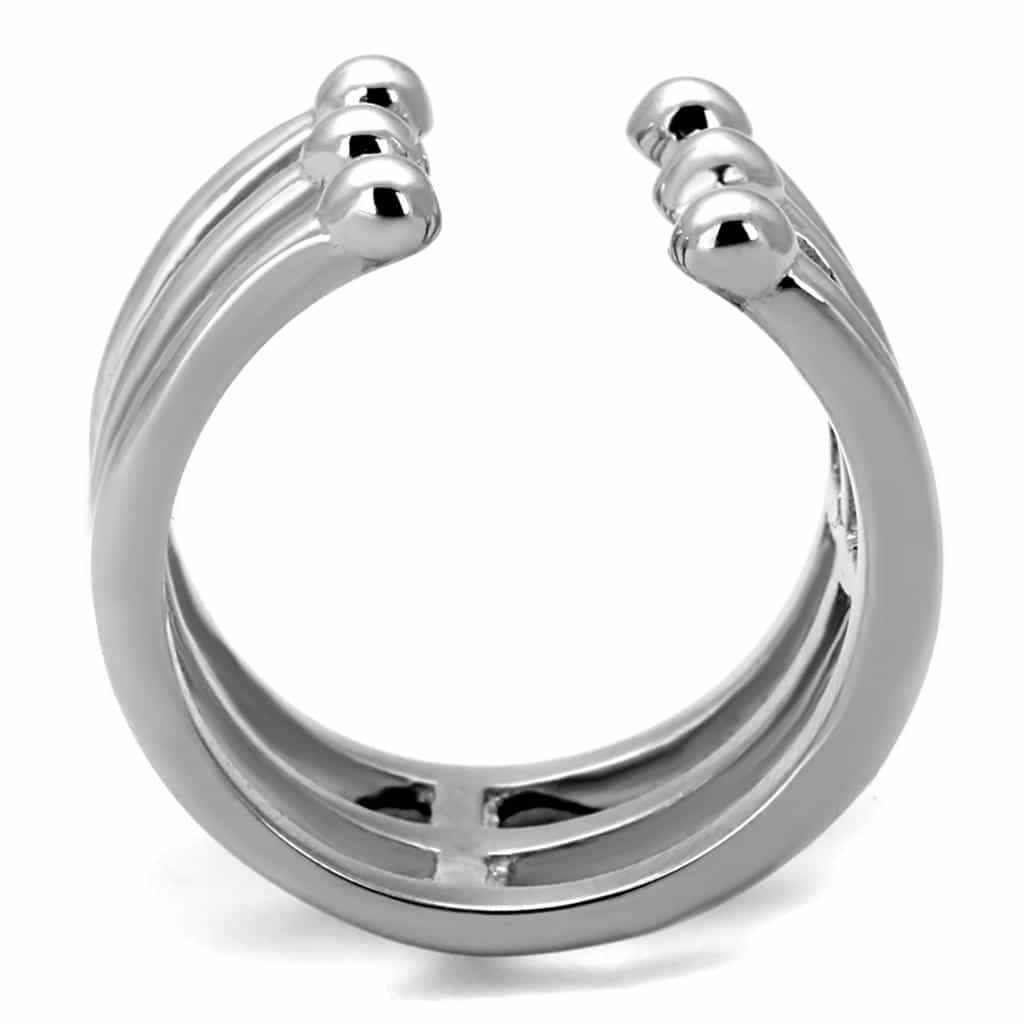 Stainless Steel Multi Band Open Cuff Ball Tip Ring view 7
