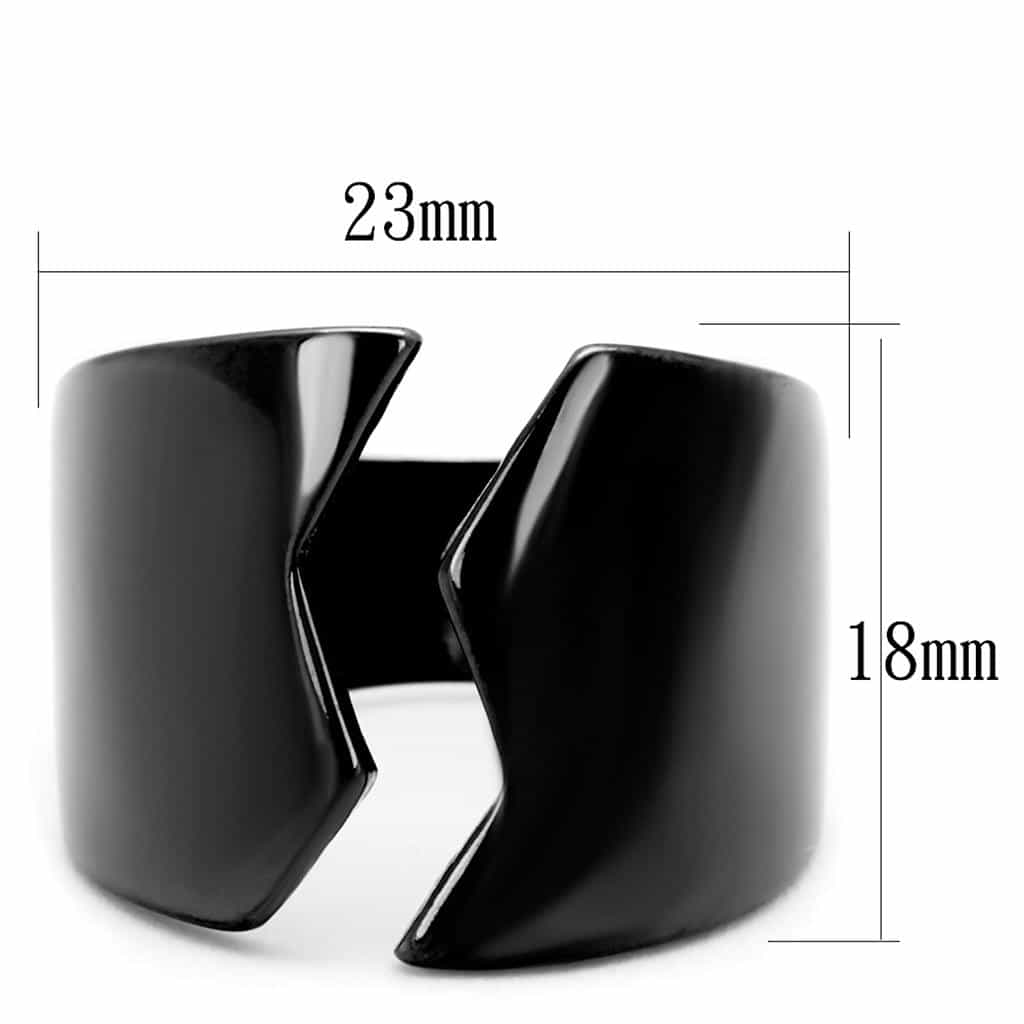 Stainless Steel Black IP Wide Smooth Cuff Ring view 2