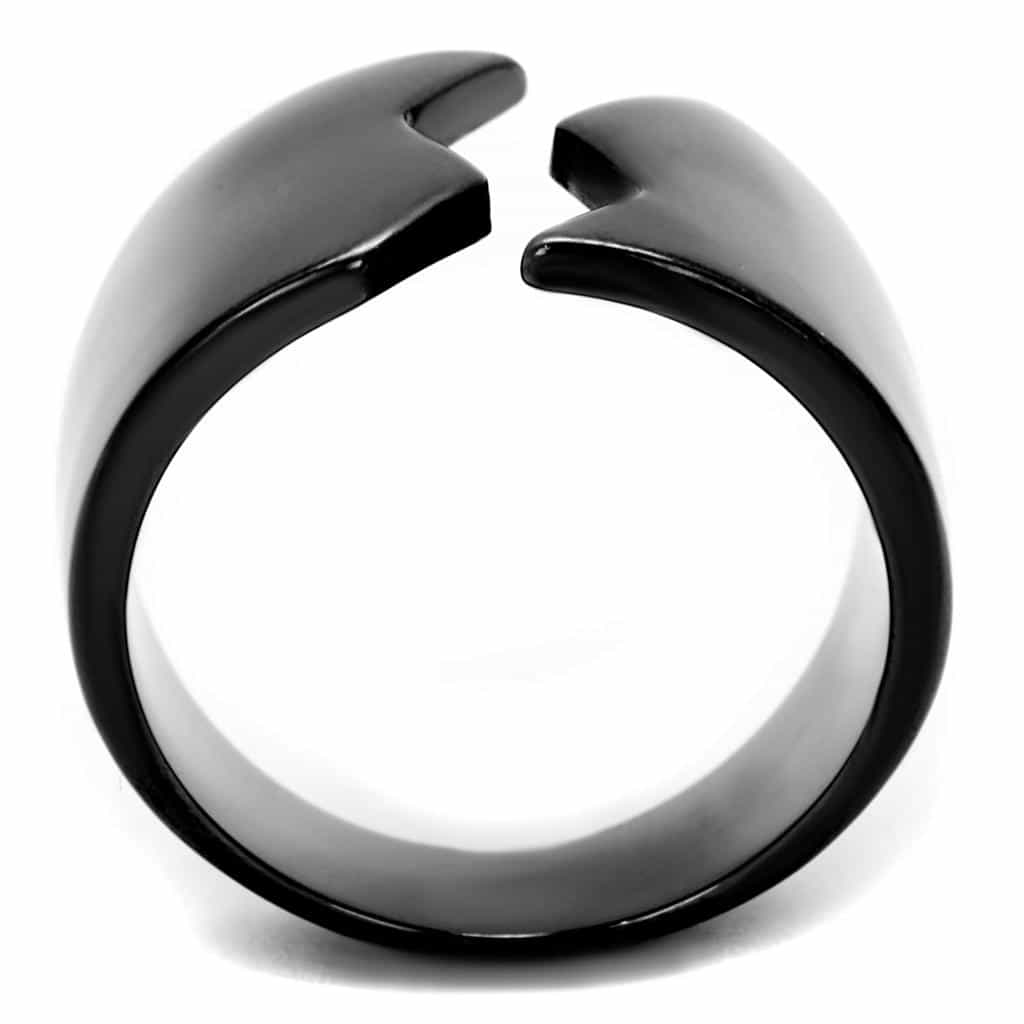Stainless Steel Black IP Wide Smooth Cuff Ring view 3