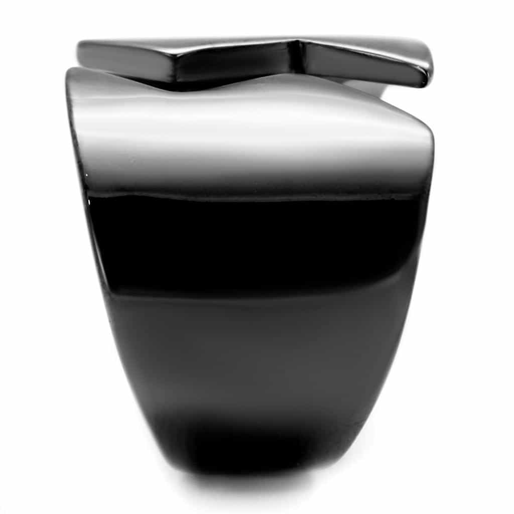 Stainless Steel Black IP Wide Smooth Cuff Ring view 8