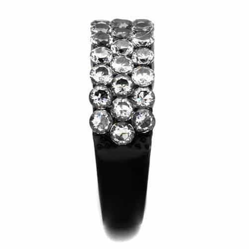 Stainless Steel Black IP CZ Multi Row Pave Dome Ring view 8