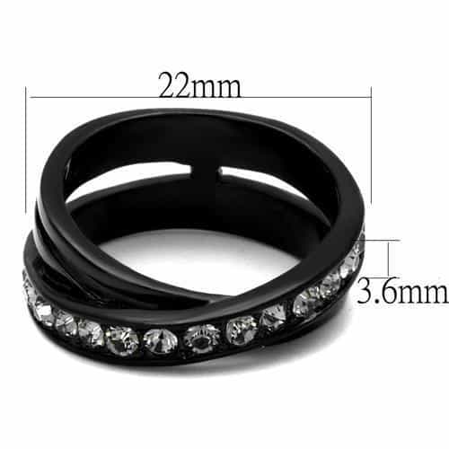 Stainless Steel Black IP CZ Channel Crossover Ring view 2