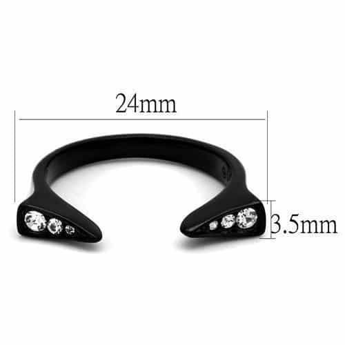 Stainless Steel Black IP CZ Open Claw Bypass Ring view 6