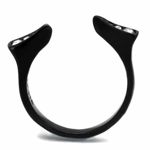 Stainless Steel Black IP CZ Open Claw Bypass Ring view 7