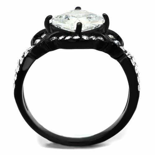 Stainless Steel CZ Cushion Halo Black Bridal view 7