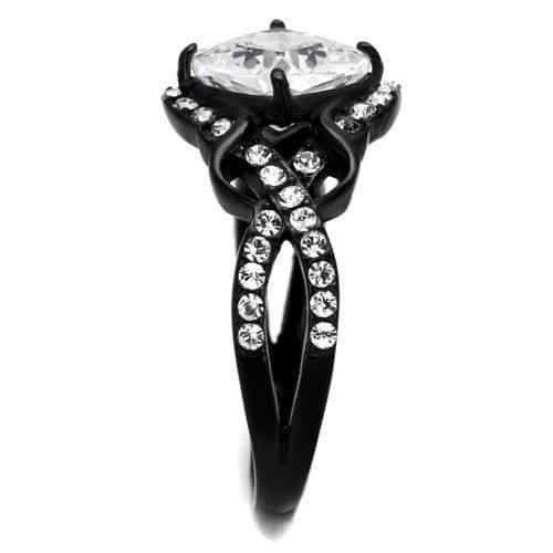 Stainless Steel CZ Cushion Halo Black Bridal view 8