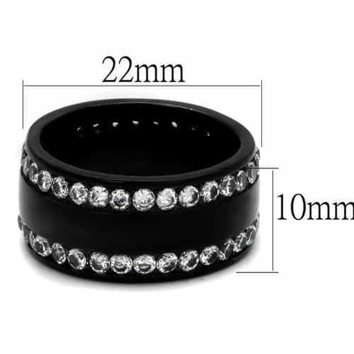 Stainless Steel Black IP CZ Channel Edge Wide Ring view 6