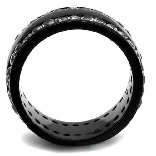 Stainless Steel Black IP CZ Channel Edge Wide Ring view 3