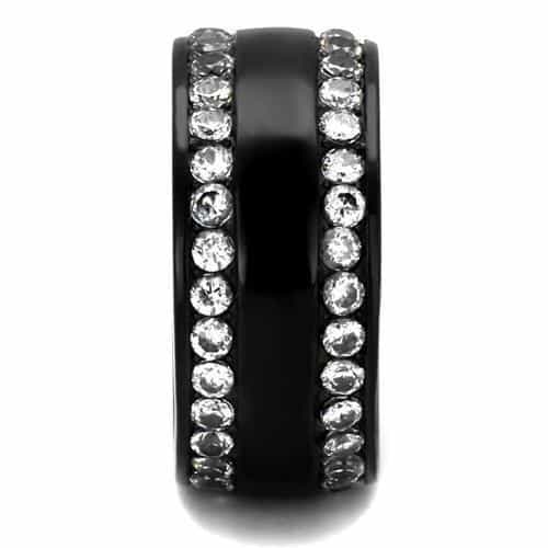 Stainless Steel Black IP CZ Channel Edge Wide Ring view 8