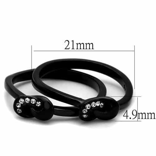 Stainless Steel Black IP CZ Swirl Bypass Open Ring view 6