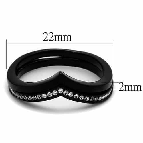 Stainless Steel Black IP CZ Channel Chevron V Band Ring view 2