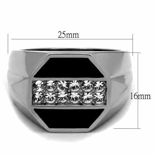 Stainless Steel CZ Octagon Bezel Channel Mens Signet Ring view 6