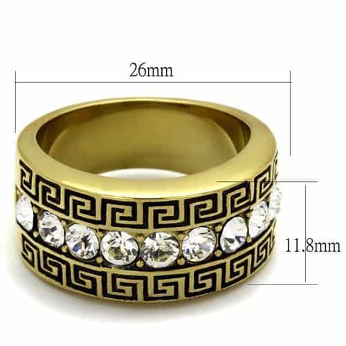 Stainless Steel Greek Key CZ Band Ring | The Stainless Jewelry view 6
