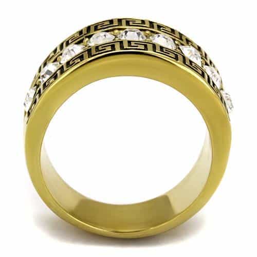 Stainless Steel Greek Key CZ Band Ring | The Stainless Jewelry view 7