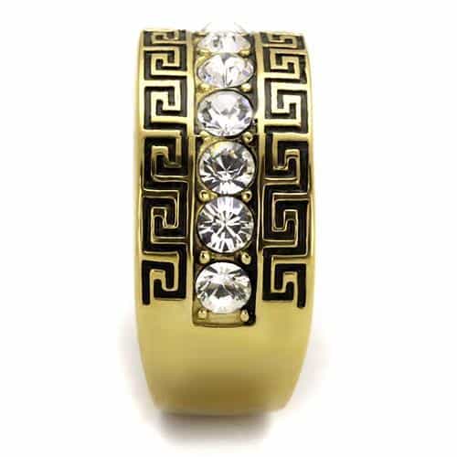 Stainless Steel Greek Key CZ Band Ring | The Stainless Jewelry view 8