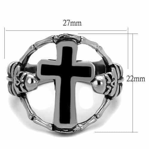 Stainless Steel Cross Crown Of Thorns Gothic Ring view 2