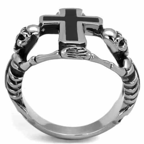 Stainless Steel Cross Crown Of Thorns Gothic Ring view 7