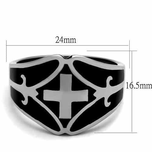 Stainless Steel Black Enamel Flared Cross Cutout Ring view 2