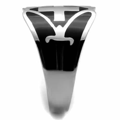 Stainless Steel Black Enamel Flared Cross Cutout Ring view 4
