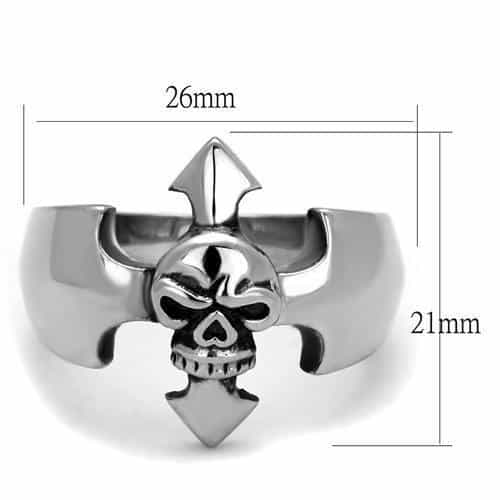 Stainless Steel Skull Fleur De Lis Iron Cross Ring view 6