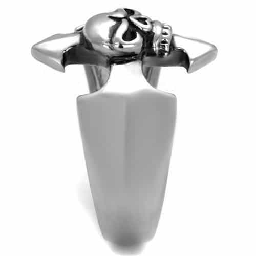 Stainless Steel Skull Fleur De Lis Iron Cross Ring view 4