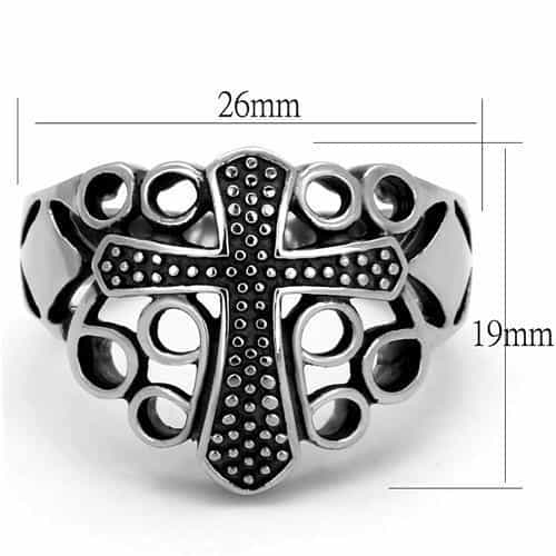 Stainless Steel Dotted Celtic Cross Dome Ring view 6