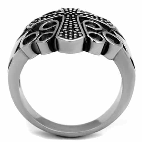 Stainless Steel Dotted Celtic Cross Dome Ring view 7