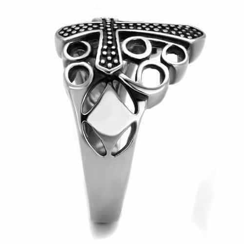 Stainless Steel Dotted Celtic Cross Dome Ring view 8