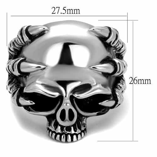 Stainless Steel Horned Demon Skull Ring | The Stainless Jewelry view 2