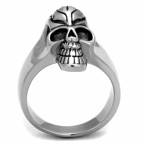 Stainless Steel Skull Fleur De Lis Grinning Ring view 7