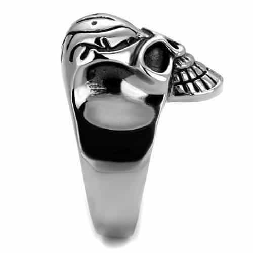 Stainless Steel Skull Fleur De Lis Grinning Ring view 4