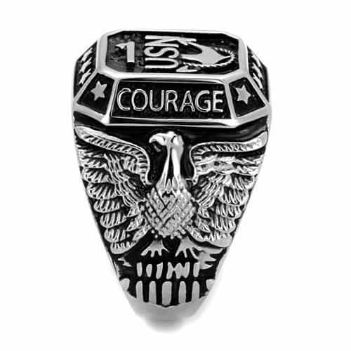 Stainless Steel USN Navy Courage Anchor Eagle Military Ring view 8