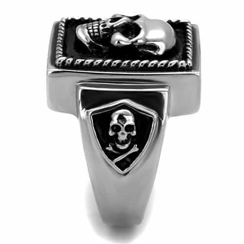 Stainless Steel Skull Square Rope Frame Signet Ring view 8