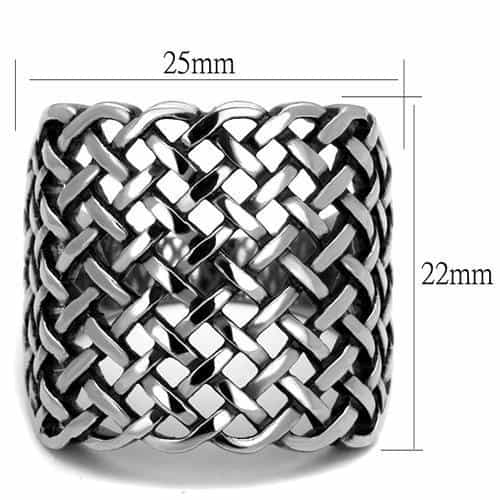 Stainless Steel Woven Basket Weave Wide Dome Ring view 6
