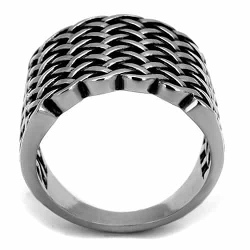 Stainless Steel Woven Basket Weave Wide Dome Ring view 7