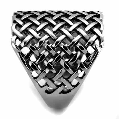 Stainless Steel Woven Basket Weave Wide Dome Ring view 8