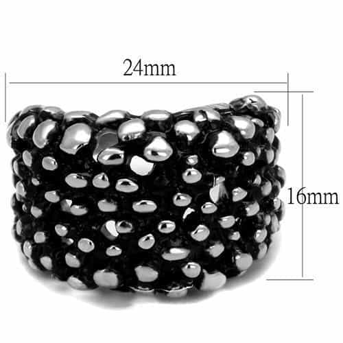 Stainless Steel Antiqued Studded Bubble Dome Wide Ring view 6