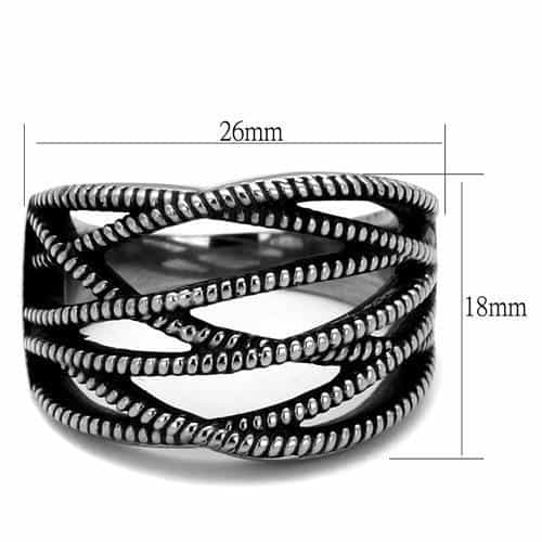 Stainless Steel Antiqued Multi Rope Coil Open Wide Ring view 2
