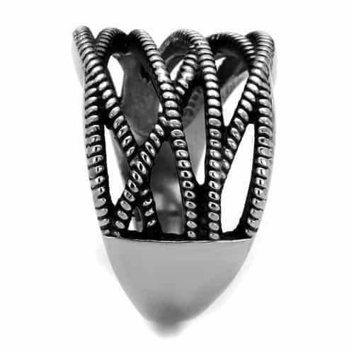 Stainless Steel Antiqued Multi Rope Coil Open Wide Ring view 4