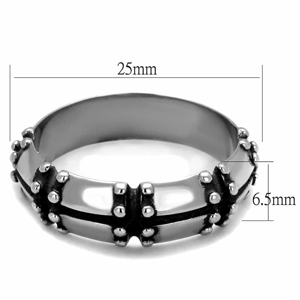 Stainless Steel Antiqued Studded Cross Band Ring view 6