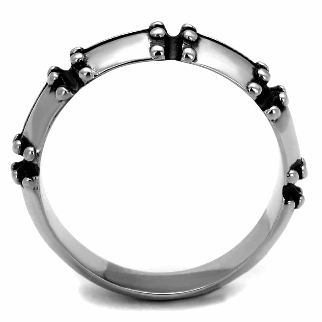Stainless Steel Antiqued Studded Cross Band Ring view 7