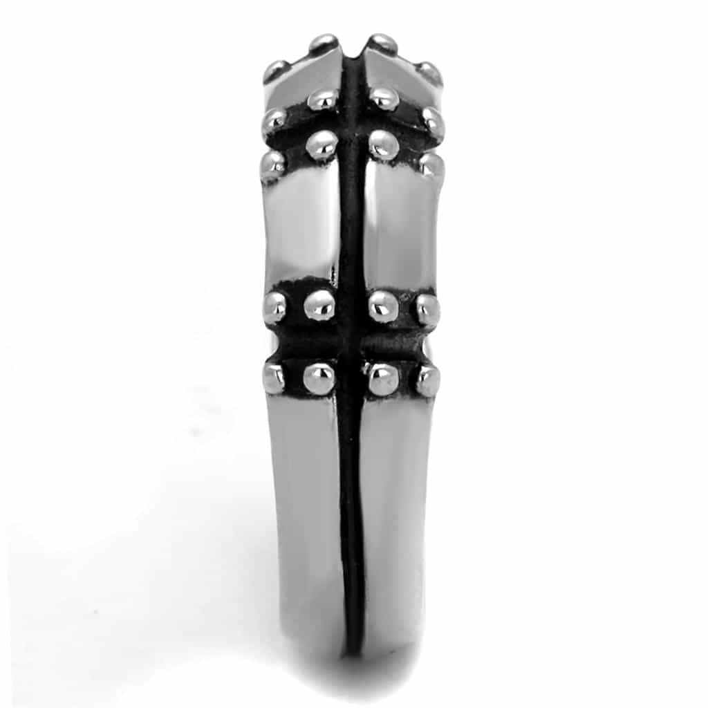 Stainless Steel Antiqued Studded Cross Band Ring view 8