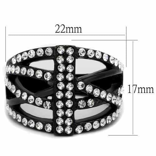 Stainless Steel Black IP CZ Cage Lattice Wide Dome Ring view 6