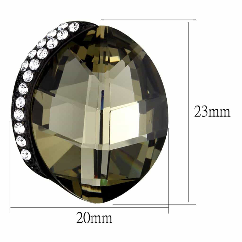 Stainless Steel Smoky Quartz Oval CZ Halo Stud Earrings view 2