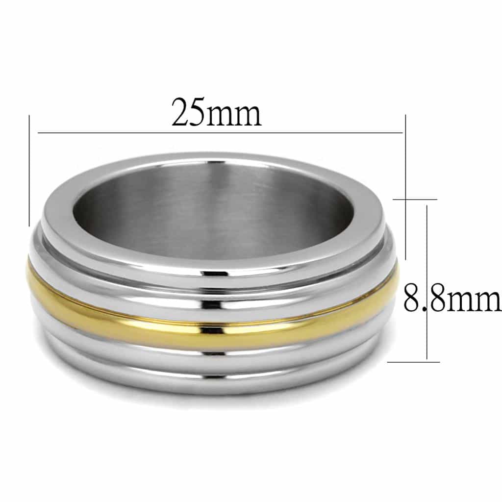 Stainless Steel Two Tone Gold Silver Multi Groove Spinner Ring view 6