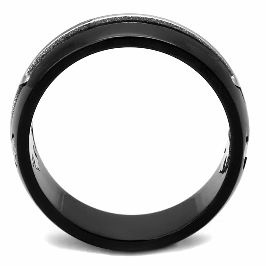 Stainless Steel Black IP Cross Cutout Spinner Ring view 7