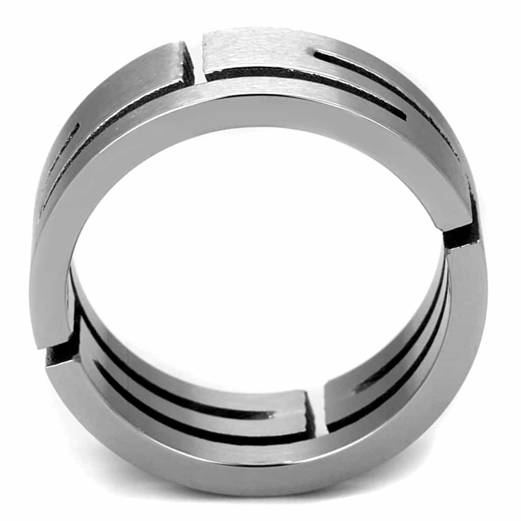 Stainless Steel Polished Geometric Cutout Puzzle Ring view 3