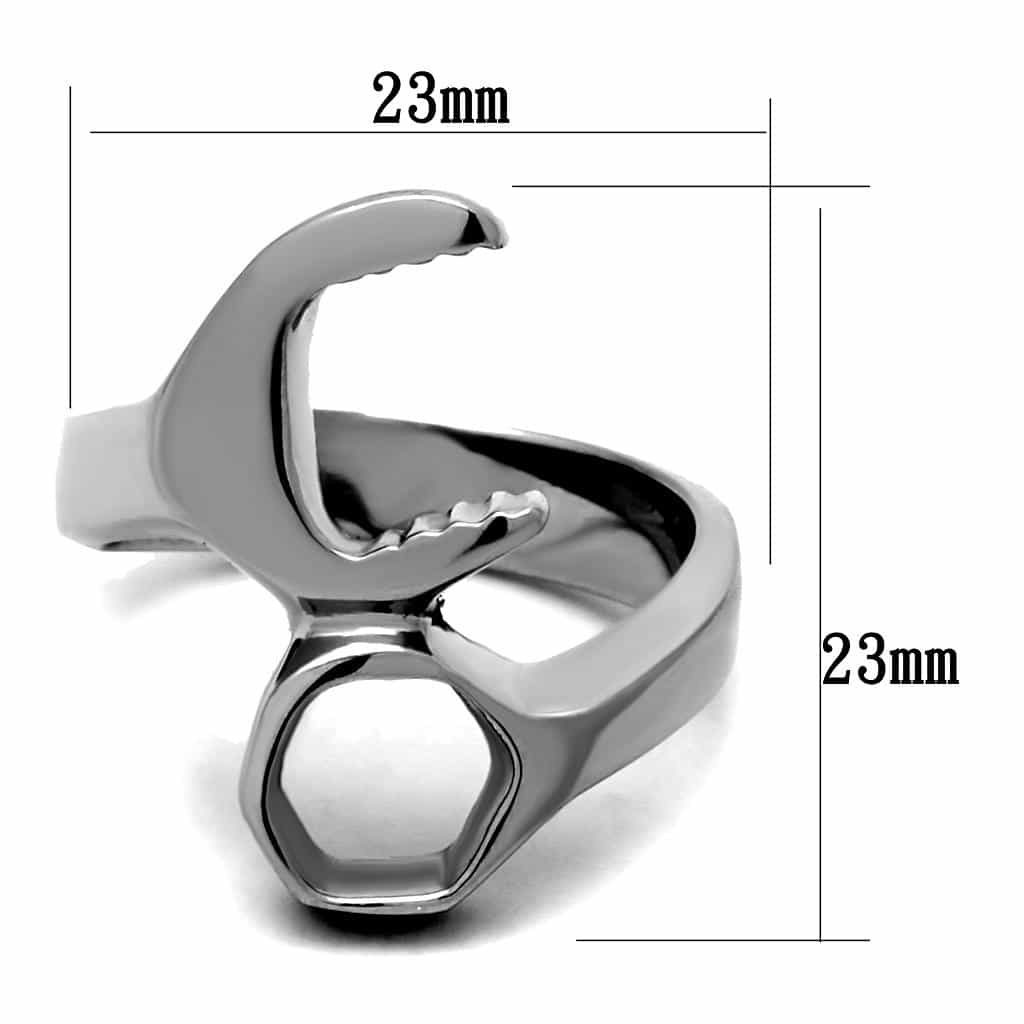 Sterling SilverPolished Wrench Tool Biker Open Ring view 2